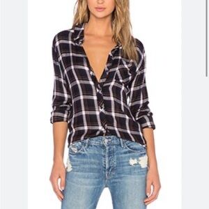 RAILS Hunter Button Down in Navy & Plum Flannel Plaid Fall Winter Sz M